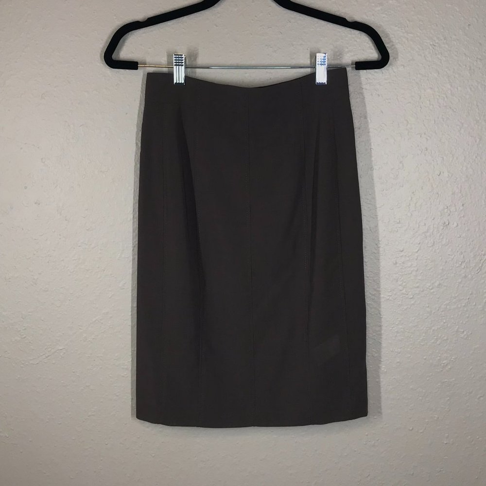 Akris Punto Brown Gray Workwear Wool Pencil Skirt